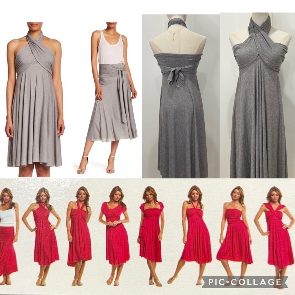 Elan -8 Multiway Convertible light Grey Dress for Women - Versatile Wrap Style